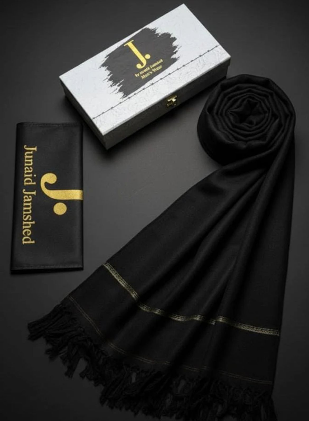Wool Shawl Black Swiss